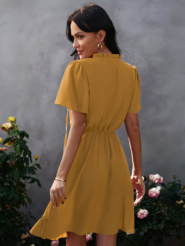 High Neck Ruffle Midi Dress – Elegant Fit, Lightweight & Flowy