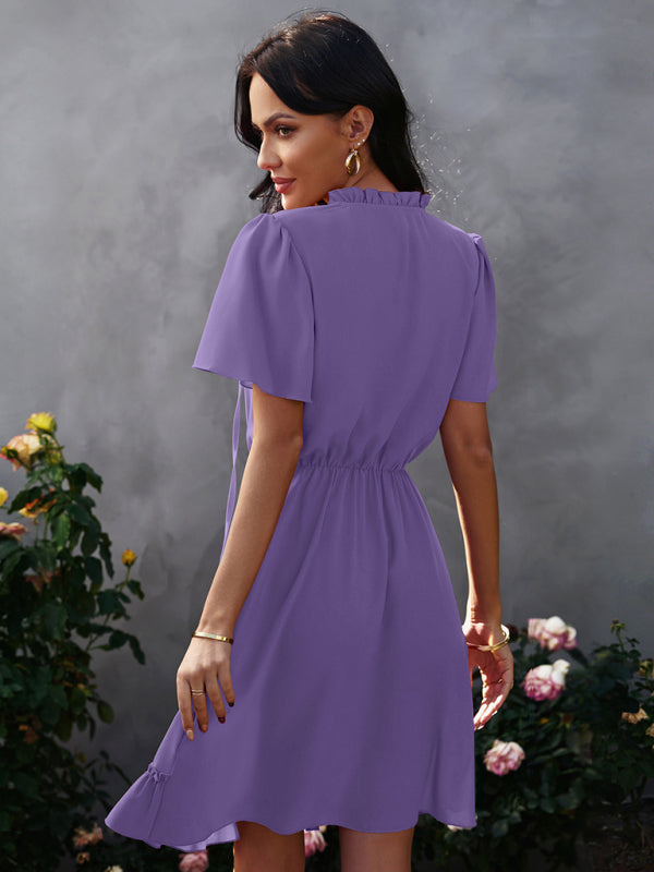 High Neck Ruffle Midi Dress – Elegant Fit, Lightweight & Flowy