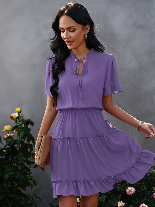 High Neck Ruffle Midi Dress – Elegant Fit, Lightweight & Flowy