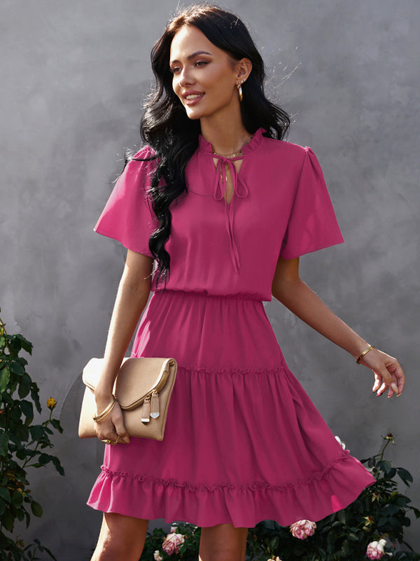 High Neck Ruffle Midi Dress – Elegant Fit, Lightweight & Flowy