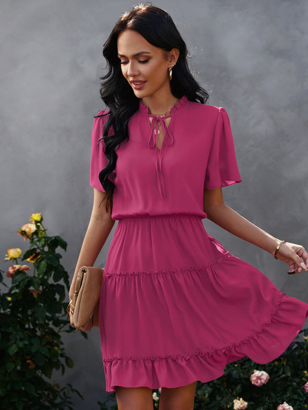 High Neck Ruffle Midi Dress – Elegant Fit, Lightweight & Flowy
