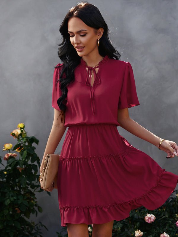 High Neck Ruffle Midi Dress – Elegant Fit, Lightweight & Flowy