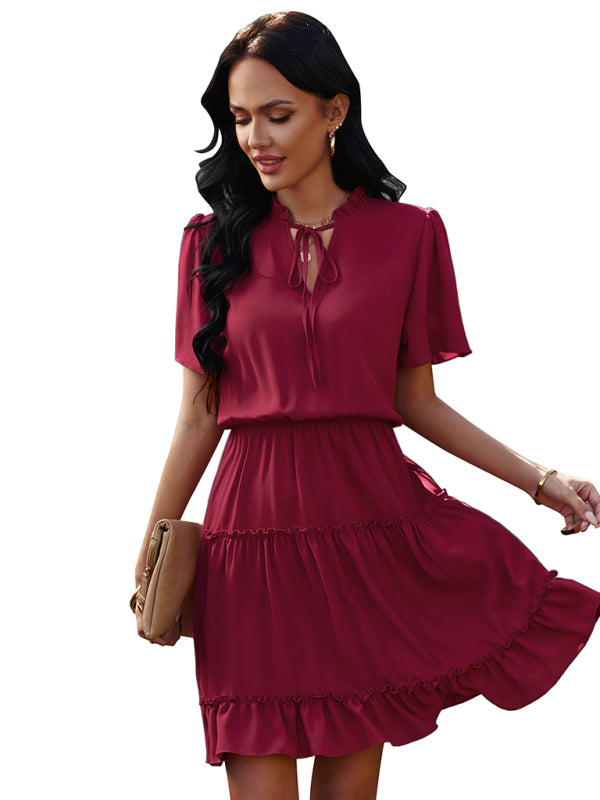 High Neck Ruffle Midi Dress – Elegant Fit, Lightweight & Flowy