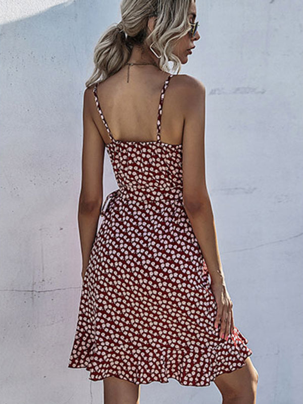 Irregular Ruffle One-Piece Dress – Sleeveless A-Line Silhouette