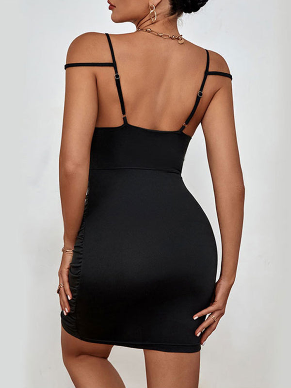 Pleated Suspender Skirt Dress – Solid Color