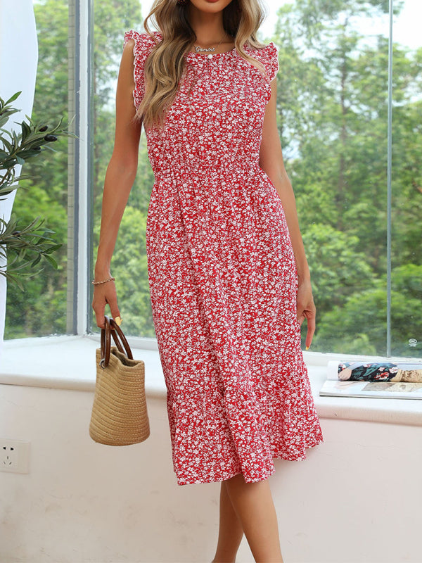 Sleeveless Floral Print Slim Dress – Casual Midi Fit for Spring & Summer