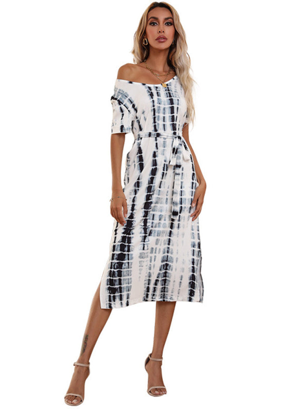 Short Sleeve Tie Dye Slim Fit Dress – Lightweight, Woven, Easy Summer Style