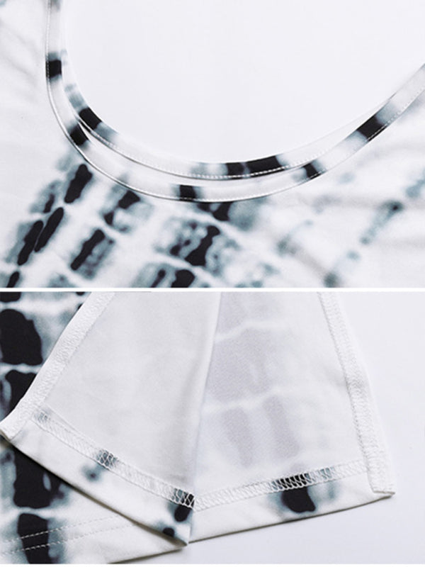Short Sleeve Tie Dye Slim Fit Dress – Lightweight, Woven, Easy Summer Style