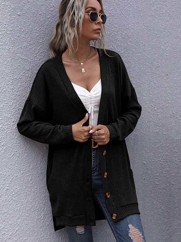 Women's Knitted V-Neck Cardigan Sweater Coat