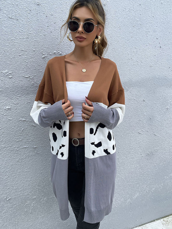 Leopard Print Knit Cardigan Sweater Coat