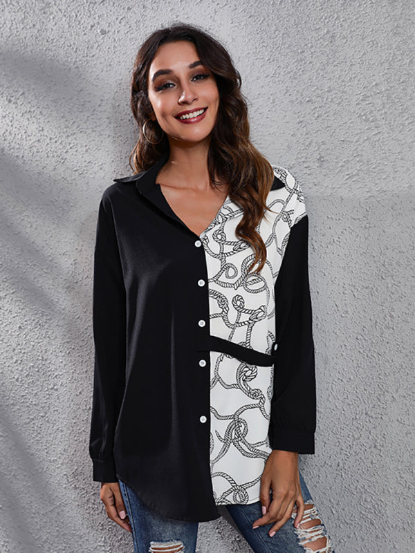 Women's Checkerboard Mosaic Long Sleeve Shirt