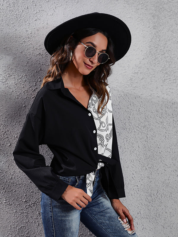 Women's Checkerboard Mosaic Long Sleeve Shirt