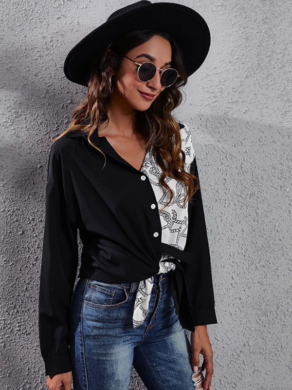 Women's Checkerboard Mosaic Long Sleeve Shirt