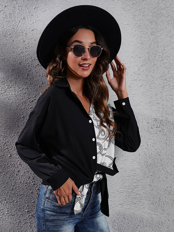 Women's Checkerboard Mosaic Long Sleeve Shirt