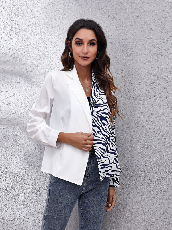Women's Checkerboard Zebra Print Button Shirt