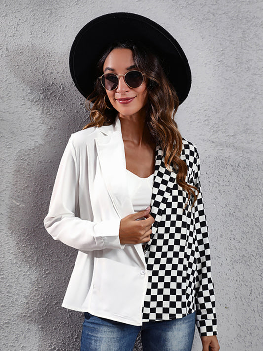 Women's Checkerboard Zebra Print Button Shirt
