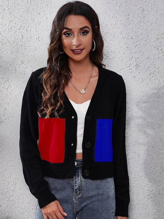 Cardigan en maille avec surpiqûres contrastantes