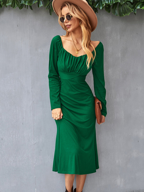 Women's Solid Knit Raglan Sleeve Dress