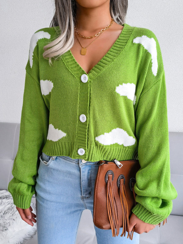 Women's Knit Drop Shoulder Cardigan Green