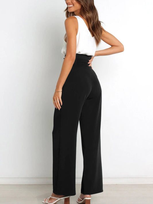 Casual Wide Leg Trousers with Belt