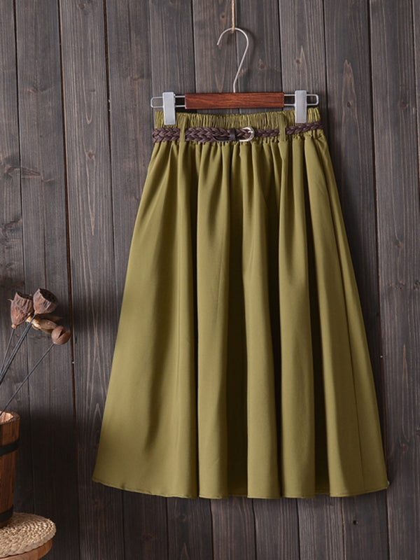 High Waist Knit A-Line Skirt