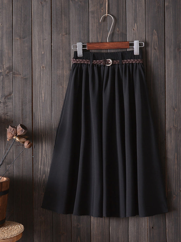 High Waist Knit A-Line Skirt