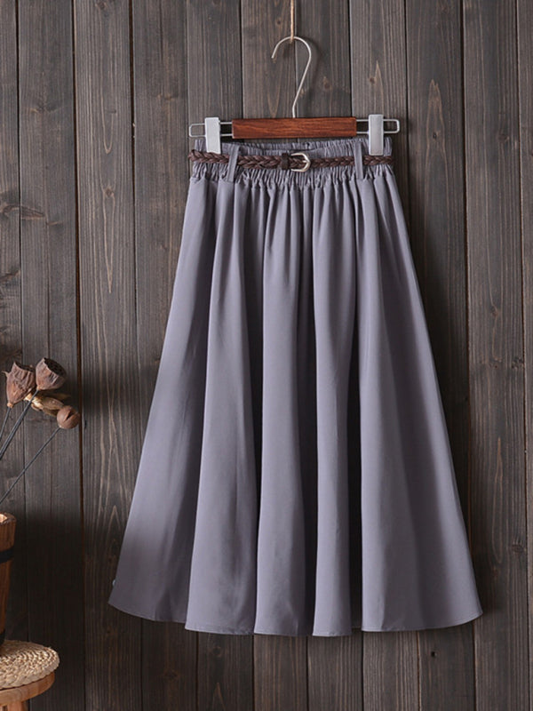 High Waist Knit A-Line Skirt