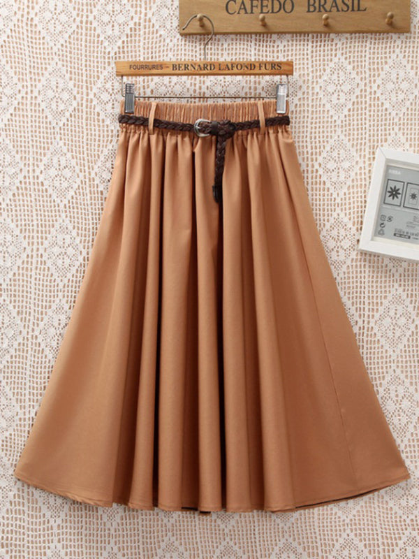 High Waist Knit A-Line Skirt