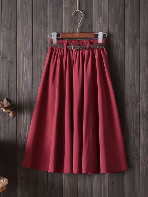 High Waist Knit A-Line Skirt