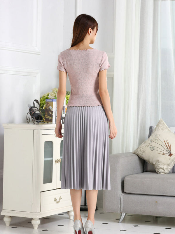 Pleated Knit Midi Skirt – Spring-Summer