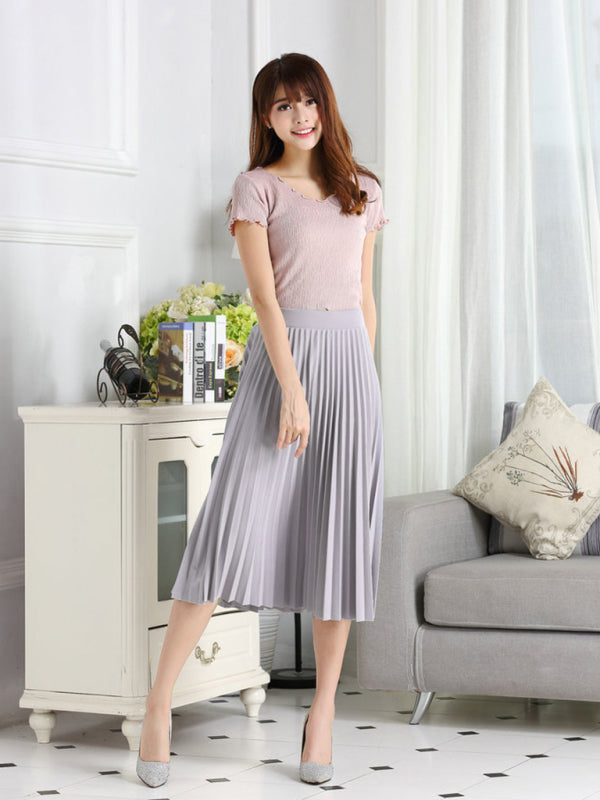 Pleated Knit Midi Skirt – Spring-Summer