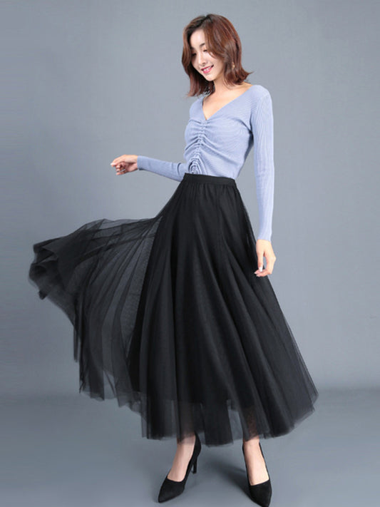 Chiffon High-Waist A-Line Skirt