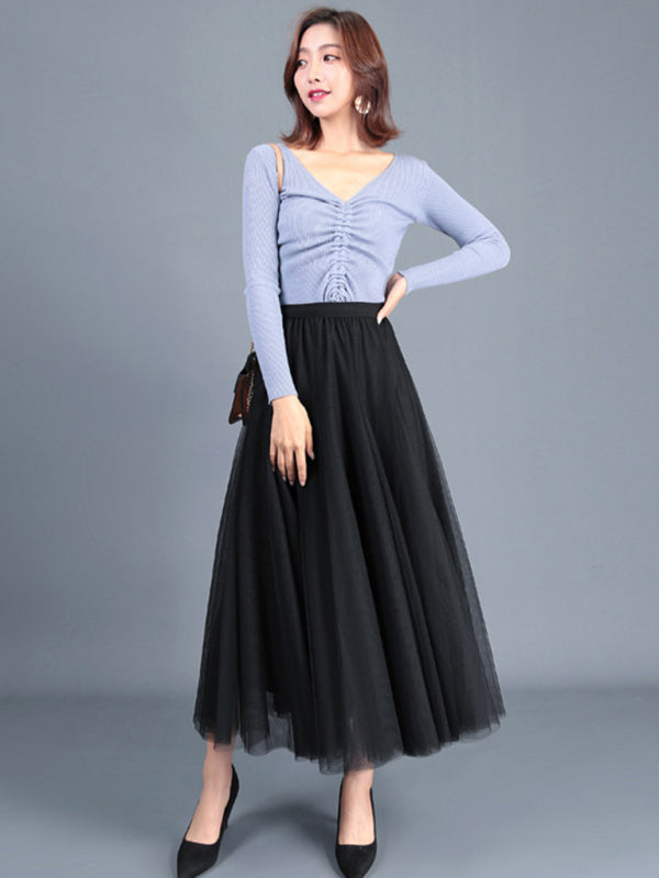 Chiffon High-Waist A-Line Skirt