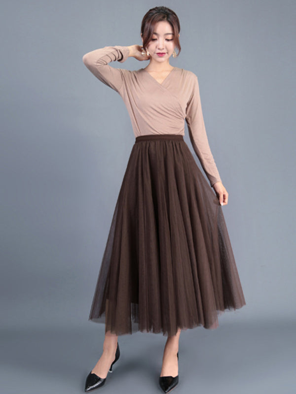 Chiffon High-Waist A-Line Skirt