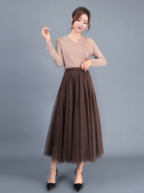 Chiffon High-Waist A-Line Skirt