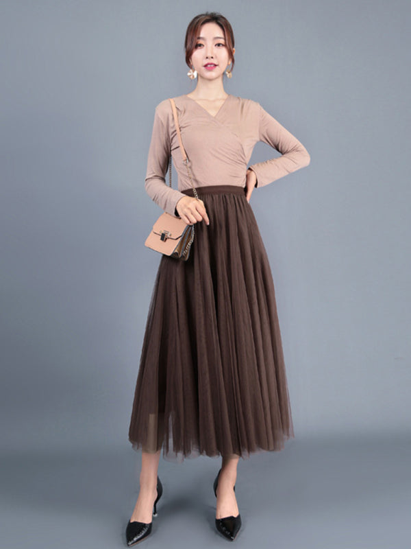 Chiffon High-Waist A-Line Skirt