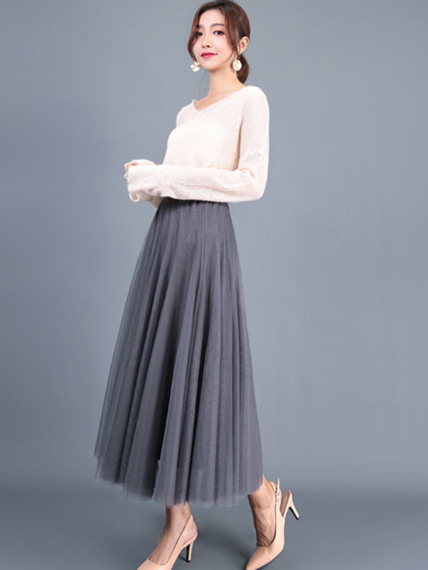 Chiffon High-Waist A-Line Skirt
