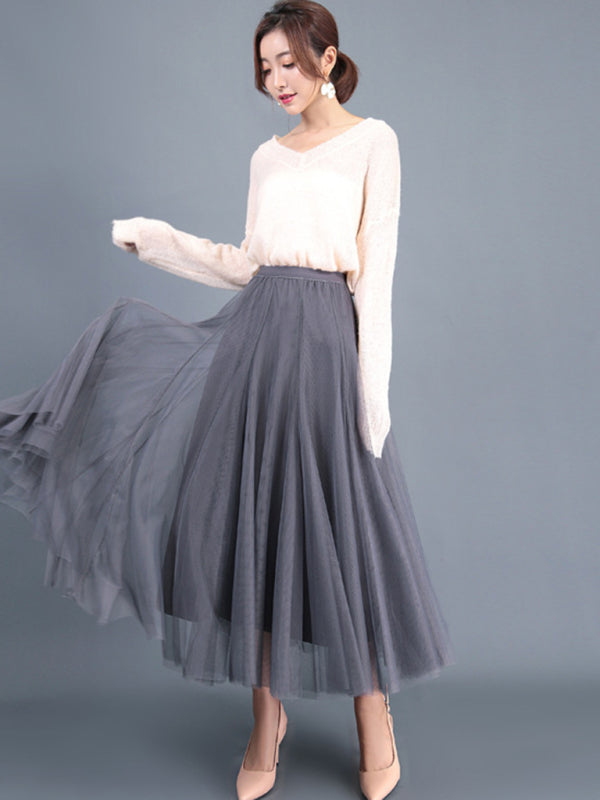 Chiffon High-Waist A-Line Skirt