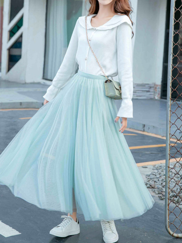 Chiffon High-Waist A-Line Skirt