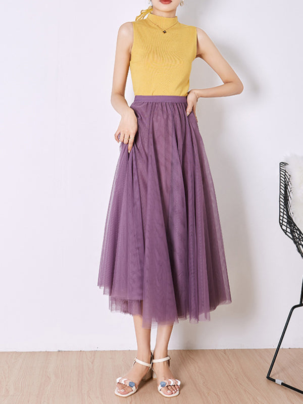 Chiffon High-Waist A-Line Skirt