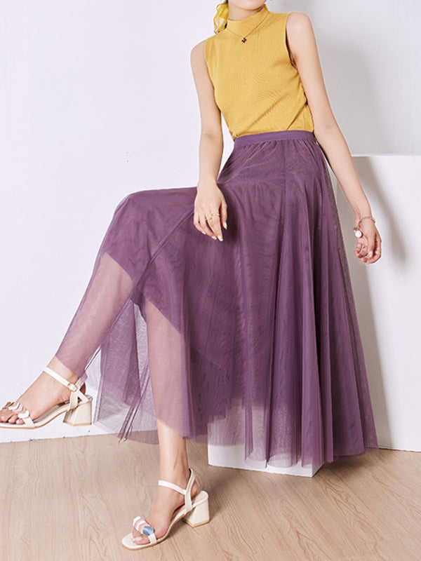 Chiffon High-Waist A-Line Skirt