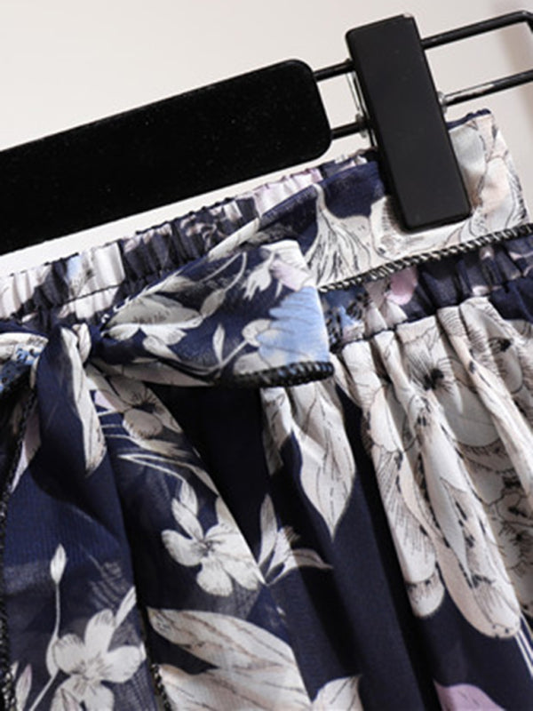 Printed Chiffon Swing Midi Skirt