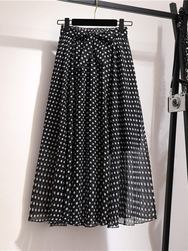 Printed Chiffon Swing Midi Skirt