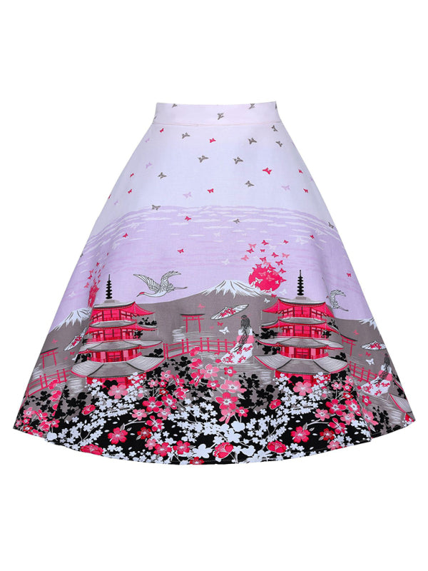Casual A-Line Printed Skirt