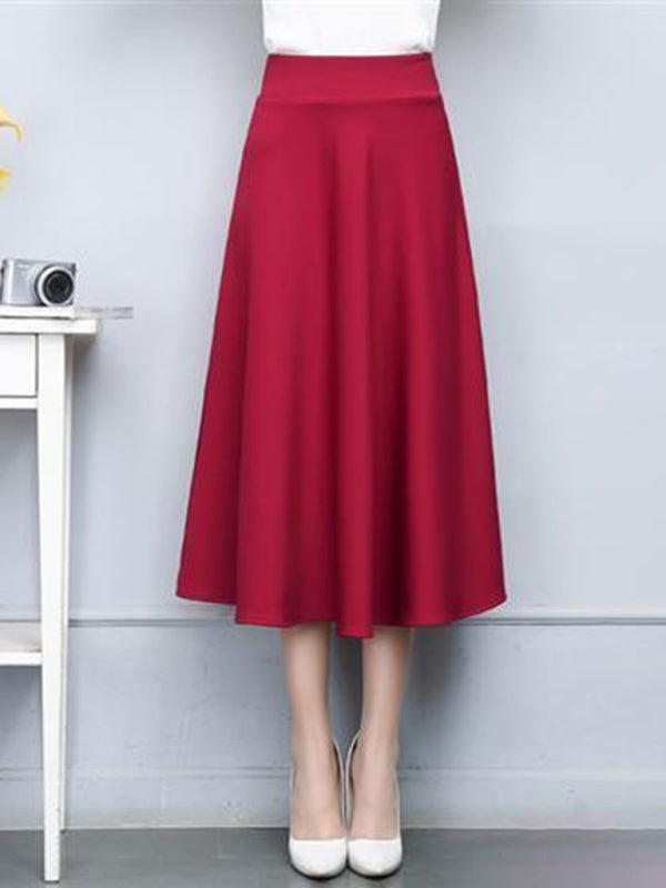 Mid-Length A-Line Knit Skirt with Pockets