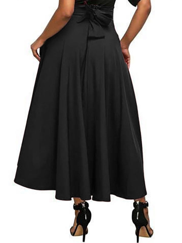 High Waist Lace-Up A-Line Skirt