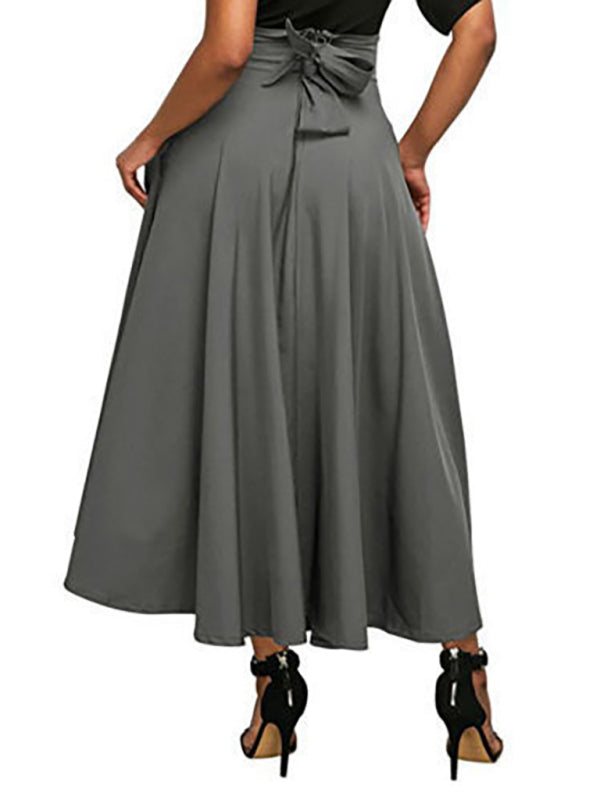 High Waist Lace-Up A-Line Skirt