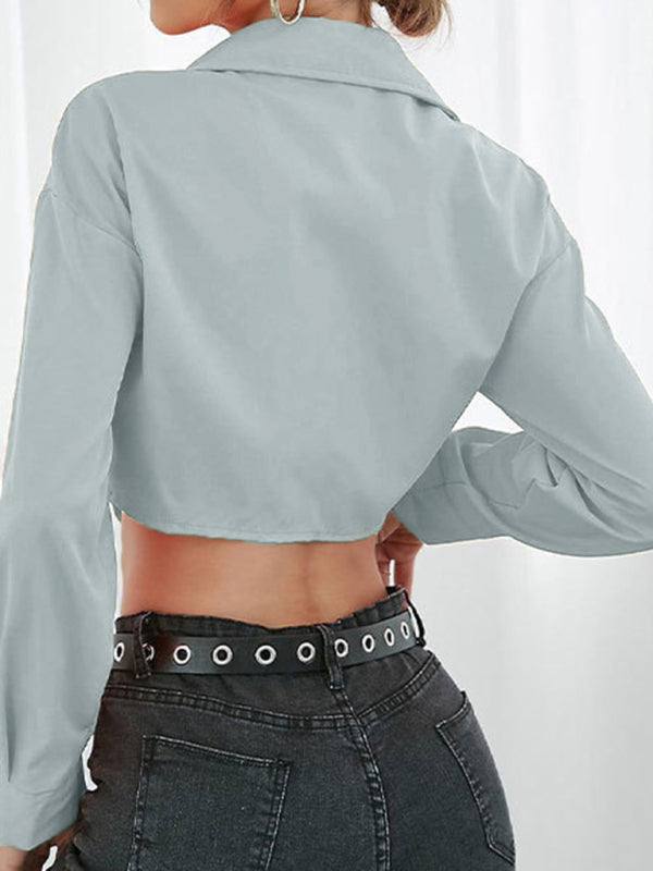 Women's Elegant Irregular Hem Lapel Shirt