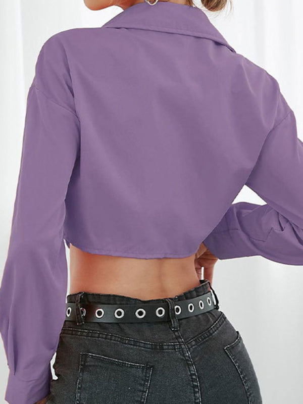Women's Elegant Irregular Hem Lapel Shirt