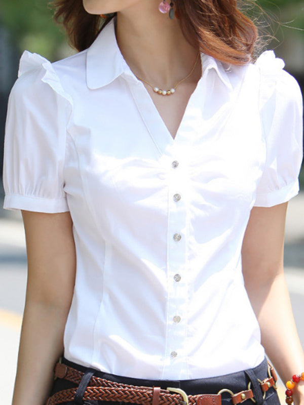 Women's Short Sleeve Work Blouse – Casual Office Top